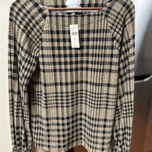 Anthropologie Houndstooth Sweater in Black and Tan